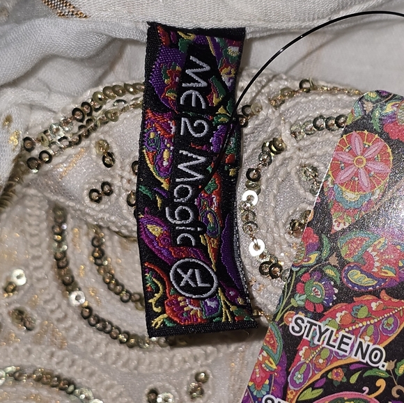 Anthropologie X Magic Me Cream And Metallic Gold Bohemian Lace Midi Dress SZ‎ XL - Picture 9 of 10